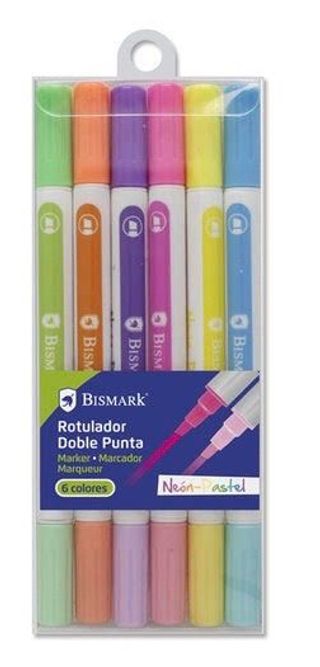 Rotulador Doble Punta 6 Colores Bismark