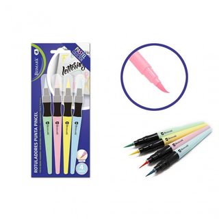 Pack 4 Rotuladores Punta Pincel Pastel Bismark