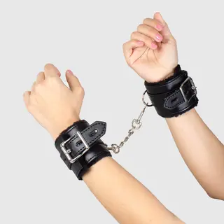 Esposas Cuero Sintético Con Cadenas Bondage