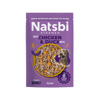 Natsbi Poulet à la vapeur et nourriture pour chats de canard, 500g