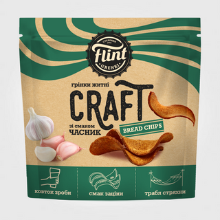 Грінки житньо-пшеничні хвилясті зі смаком "Часник" ТМ "Flint Craft Grenki" 80г