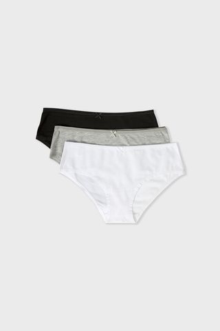 Jack Set De 3 Braguitas Culotte De Algodón Orgánico Blanco/Negro/C.Gris L