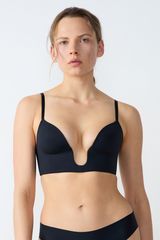 Bridetobe Sujetador Sin Aros De Copa Fina Para Escote Bajo Negro Xl