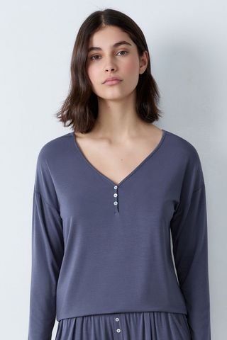 Mody Spe Top Liso De Manga Larga Antracita L