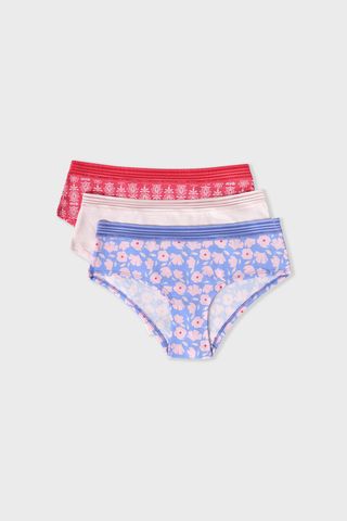 Jackie Lace Pack De 3 Shorties De Algodón Y Encaje Rosa Chicle Xs