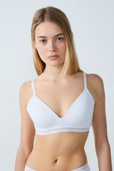 Happily Sujetador Sin Aros De Copa Fina De Algodón Blanco 85C