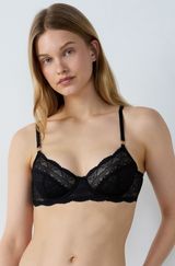 Idole Sujetador Sin Relleno De Encaje Negro 90D