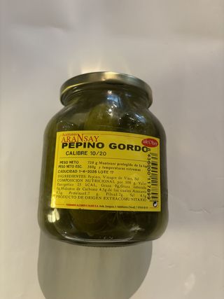 Pepino Gordo Calibre 10/20 Aransay Frasco 720 Gr.
