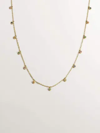 Collar De Oro Amarillo De 9K Con Tsavoritas Y Zafiros Multicolor (J04341-02-Multi_St) Talla Única