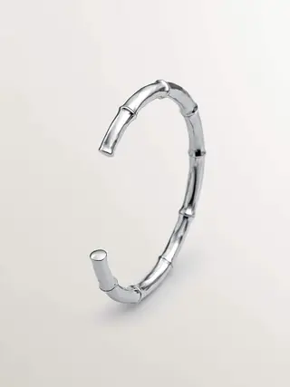 Pulsera Tipo Brazalete De Plata 925 Con Textura De Bambú (J05393-01_St) Talla Única