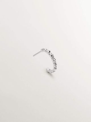 Pendiente De Aro Individual De Oro Blanco De 18K Con Diamantes  (J05471-01-H-I2_St) Talla Única