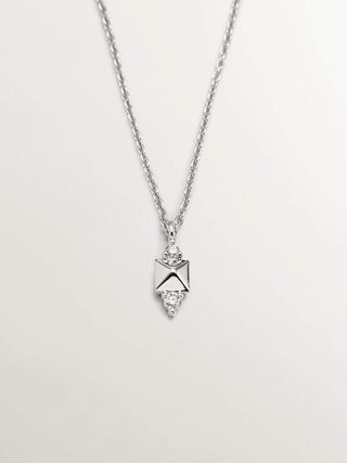 Colgante De Oro Blanco De 18K Con Tachuela Y Diamante  (J05474-01-I2_St) Talla Única