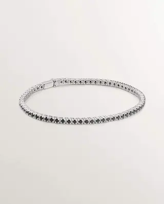 Pulsera De Plata 925 Bañada En Oro Amarillo De 18K Con Espinelas Negras (J05548-02-Bsn_St) Talla Única