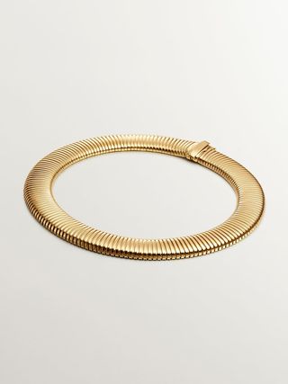 Collar Tubogas Xl De Plata 925 Bañada En Oro Amarillo De 18K (J05731-02_St) Talla Única