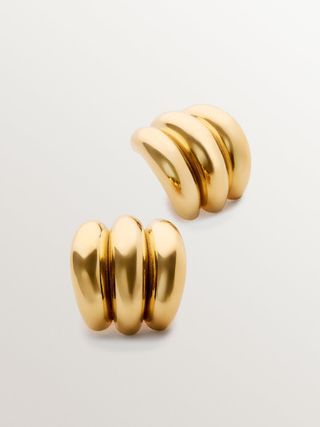 Pendientes De Aro Triple De Plata 925 Bañada En Oro Amarillo De 18K  (J05700-02_St) Talla Única