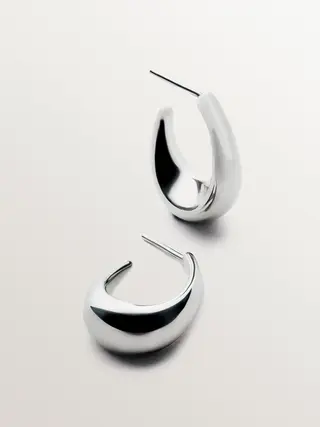 Pendientes De Aro Ovalados Pequeños De Plata 925 (J05696-01_St) Talla Única