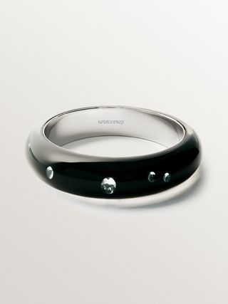 Pulsera Rígida De Plata 925 Con Esmalte Negro Y Circones Suspendidos En Resina (J05842-01-Zi-Bre_St) Talla Única