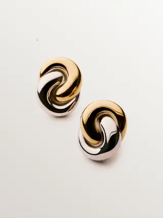 Pendientes De Plata 925 Bañada En Rodio Y Oro Amarillo De 18K  (J05900-09_St) Talla Única