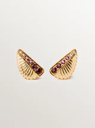 Pendientes De Plata Bañada En Oro De 18K Con Rodolitas (J05914-02-Ro-Wt_St) Talla Única