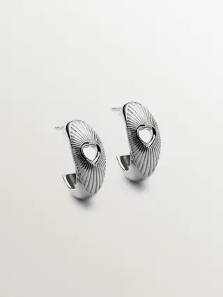 Pendientes De Aro De Plata Con Forma De Corazón (J05913-01_St) Talla Única