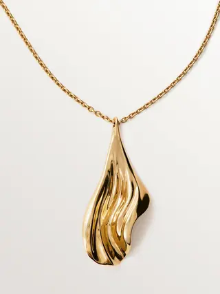 Colgante De Plata 925 Bañada En Oro Amarillo De 18K Con Textura(J05971-02_St) Talla Única