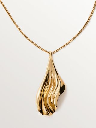 Colgante De Plata 925 Bañada En Oro Amarillo De 18K Con Textura(J05971-02_St) Talla Única