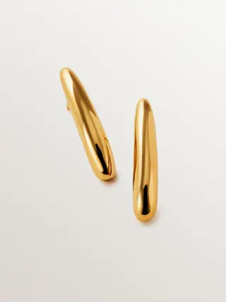 Pendientes Largos De Plata 925 Bañada En Oro Amarillo De 18K(J05986-02_ST) Talla Única