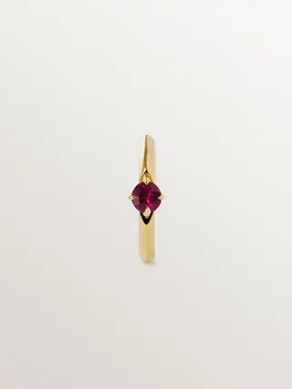 Pendiente De Aro Individual De Oro Amarillo De 9K Con Rubí(J05945-02-Ru-H_St) Talla Única