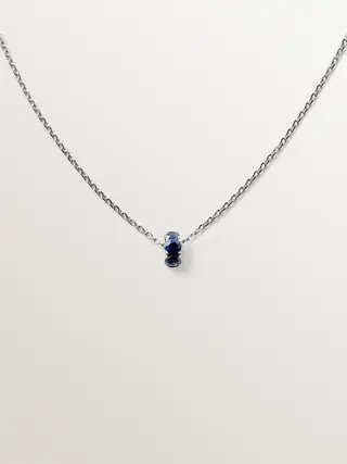 Colgante De Oro Blanco De 9K Con Zafiros Azules Y Diamantes(J05943-01-Bs-I2_St) Talla Única