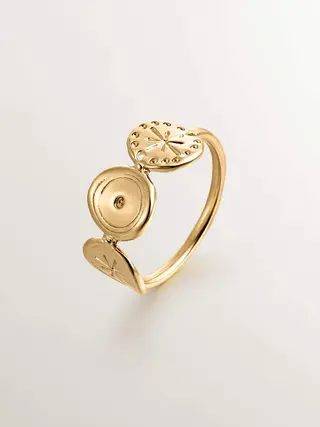 Anillo De Plata 925 Bañada En Oro Amarillo De 18K Con Motivos Étnicos (J04448-02) Talla 13
