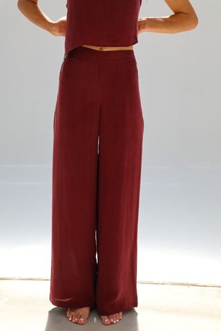Flow Cupro Silk Pants Burgundy S