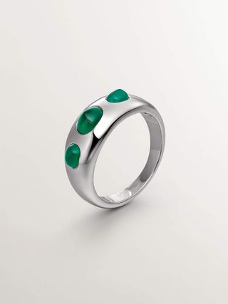 Anillo De Plata 925 Con Calcedonia Verde (J05532-01-Gc) Talla 13