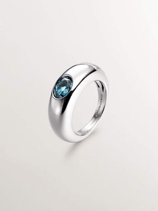 Anillo De Plata 925 Con Topacio Azul London (J05617-01-Lb) Talla 15