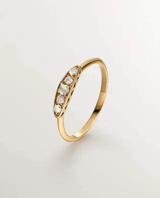 Anillo De Oro Amarillo De 18K Con Calcedonias Azules En Talla Cabujón Y Diamantes En Talla Brillante (J05661-02-Bc-18K-I2) Talla 13
