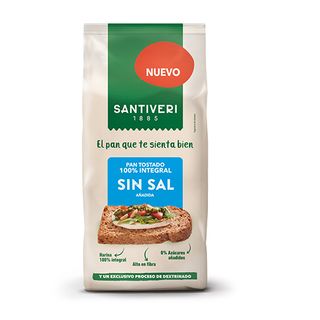 Pan Tostado 100% Integral Sin Sal Santiveri 200 Gr.