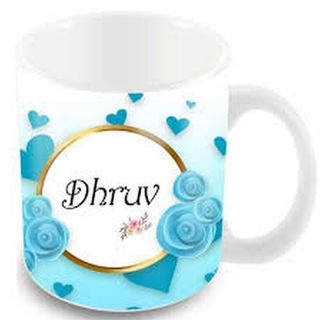 Personalized Blue Hearts & Roses Tea Cup