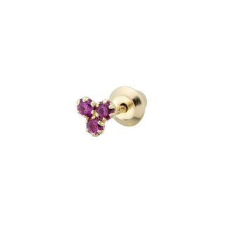 Piercing Trébol Circonita Rubi en Oro de 9kilates