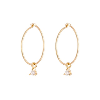 Pendientes de Aro 16mm con Circonitas en Oro 9kilates