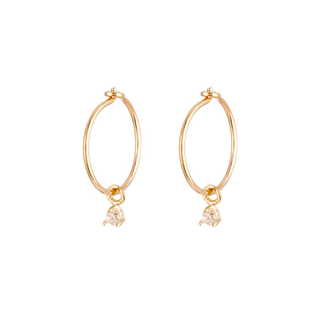 Pendientes de Aro 10mm con Circonitas en Oro de 9kilates