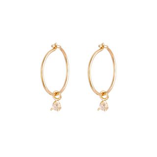 Pendientes de Aro 10mm con Circonitas en Oro de 9kilates