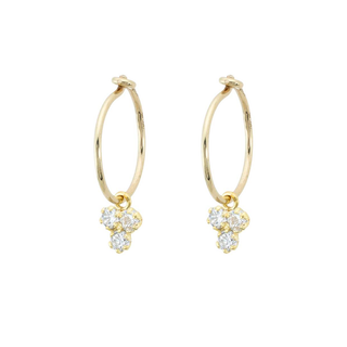 Pendientes Aro 10mm Trébol Circonitas en Oro de 9kilates