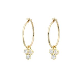 Pendientes Aro 10mm Trébol Circonitas en Oro de 9kilates