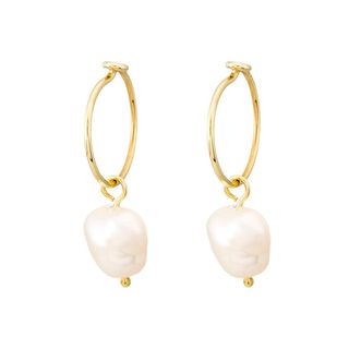 Pendientes Aro 10mm con Perla Barroca en Oro 9kilates