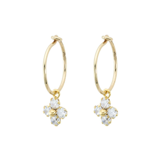 Pendientes Aro 10mm con Flor Circonitas en Oro de 9kilates