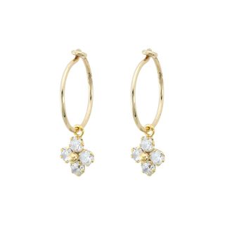 Pendientes Aro 10mm con Flor Circonitas en Oro de 9kilates