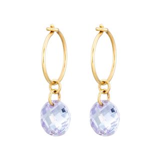 Pendientes Aro 10mm con Circonita Lila en Oro de 9kilates