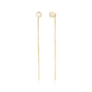 Pendientes Circonita con Cadena Oro de 9kilates