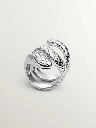 Anillo Ancho De Plata 925 Con Forma De Serpiente (J00305-01) Talla 13