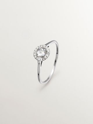 Anillo De Plata 925 Con Topacios Blancos Y Zafiros Blancos (J01294-01-Wt-Ws) Talla 13