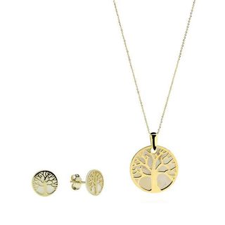 Conjunto de Colgante y Pendientes Aroa Árbol de la Vida Nácar